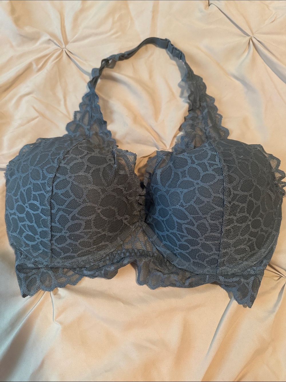 PINK Victoria's Secret Lace Halter Bralette in Charcoal